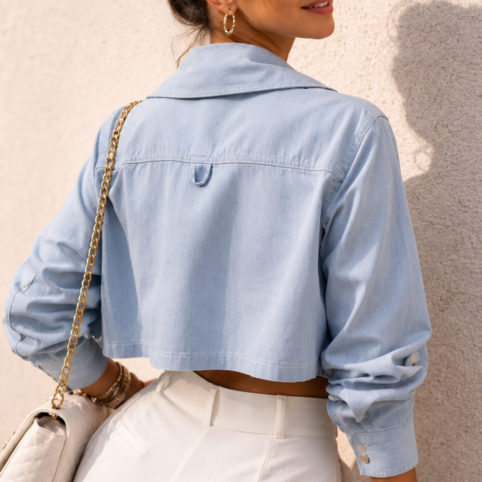 Chemise courte en jean