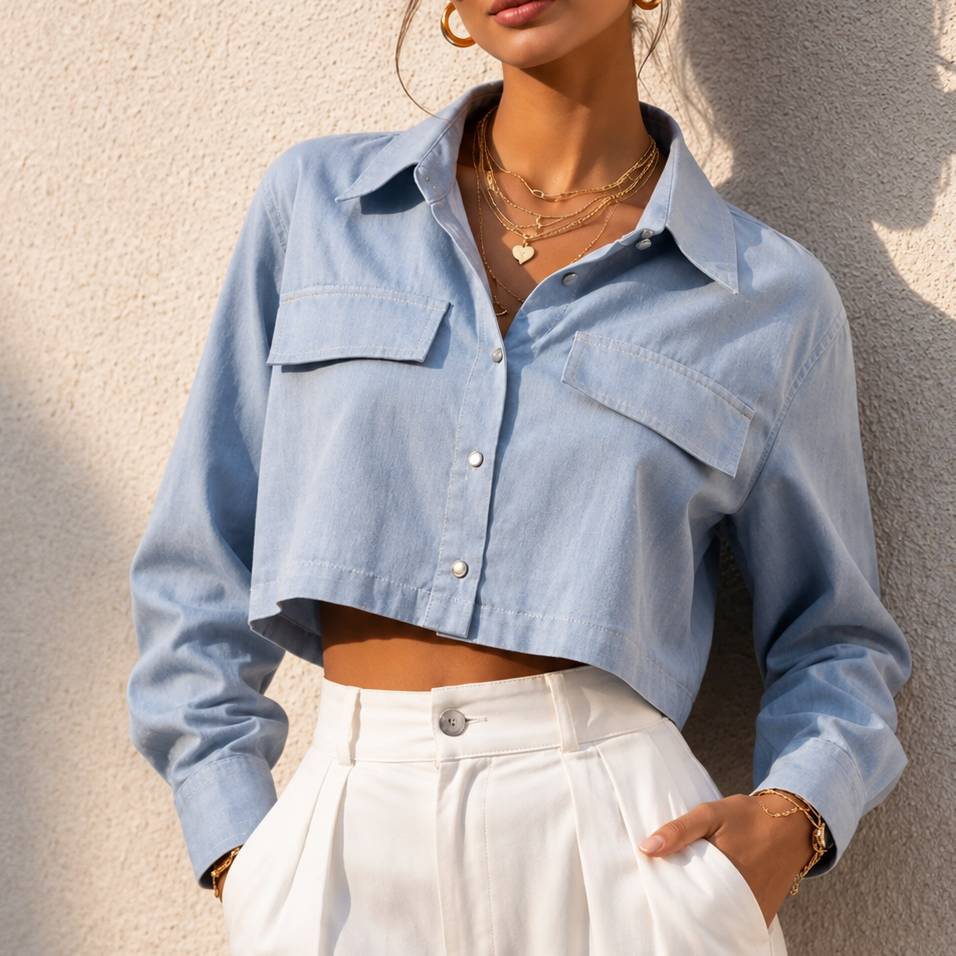 Chemise courte en jean
