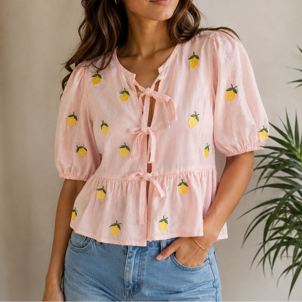 Blouse à nouée citron