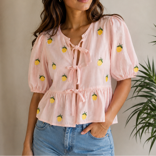 Blouse à nouée citron