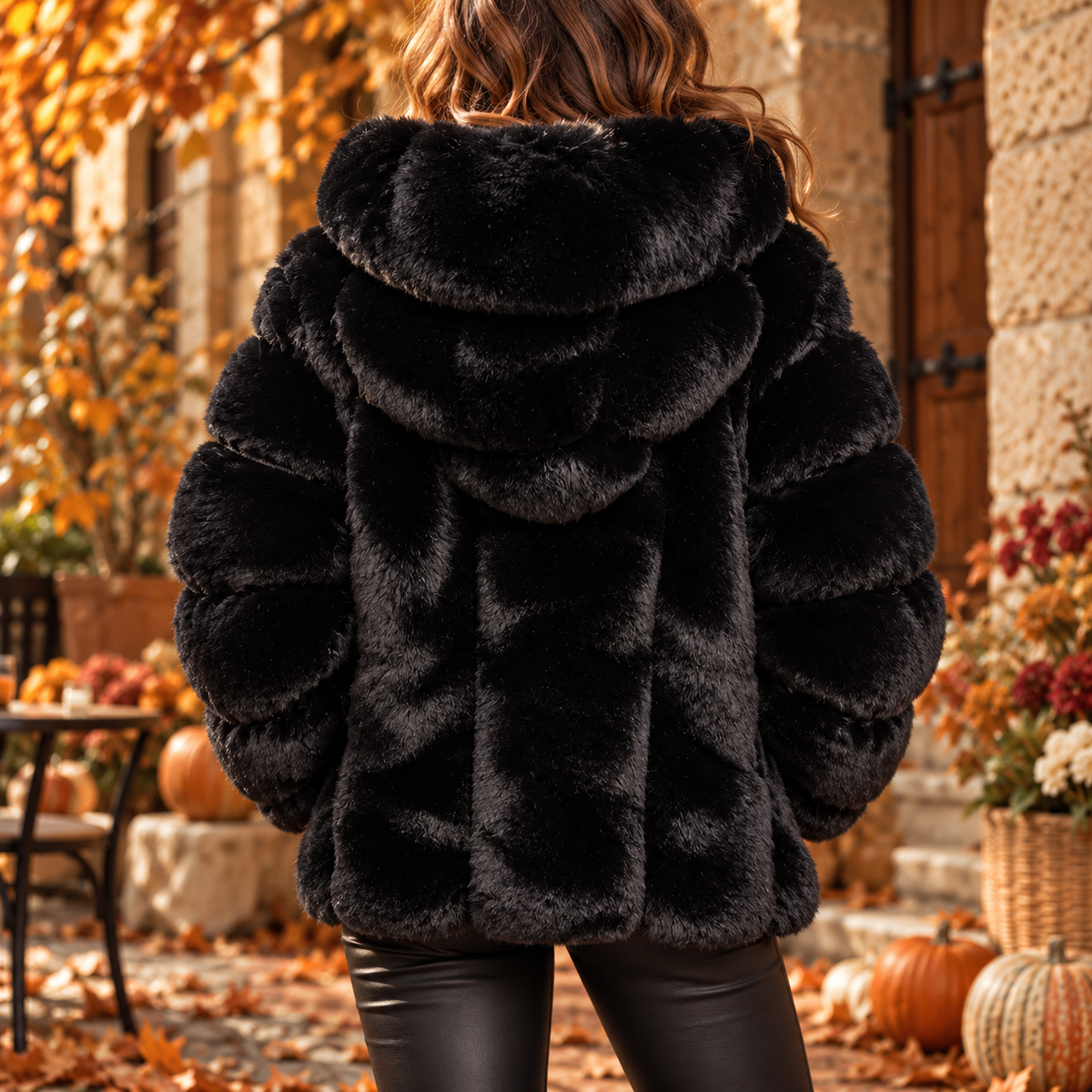 Manteau fourrure noire
