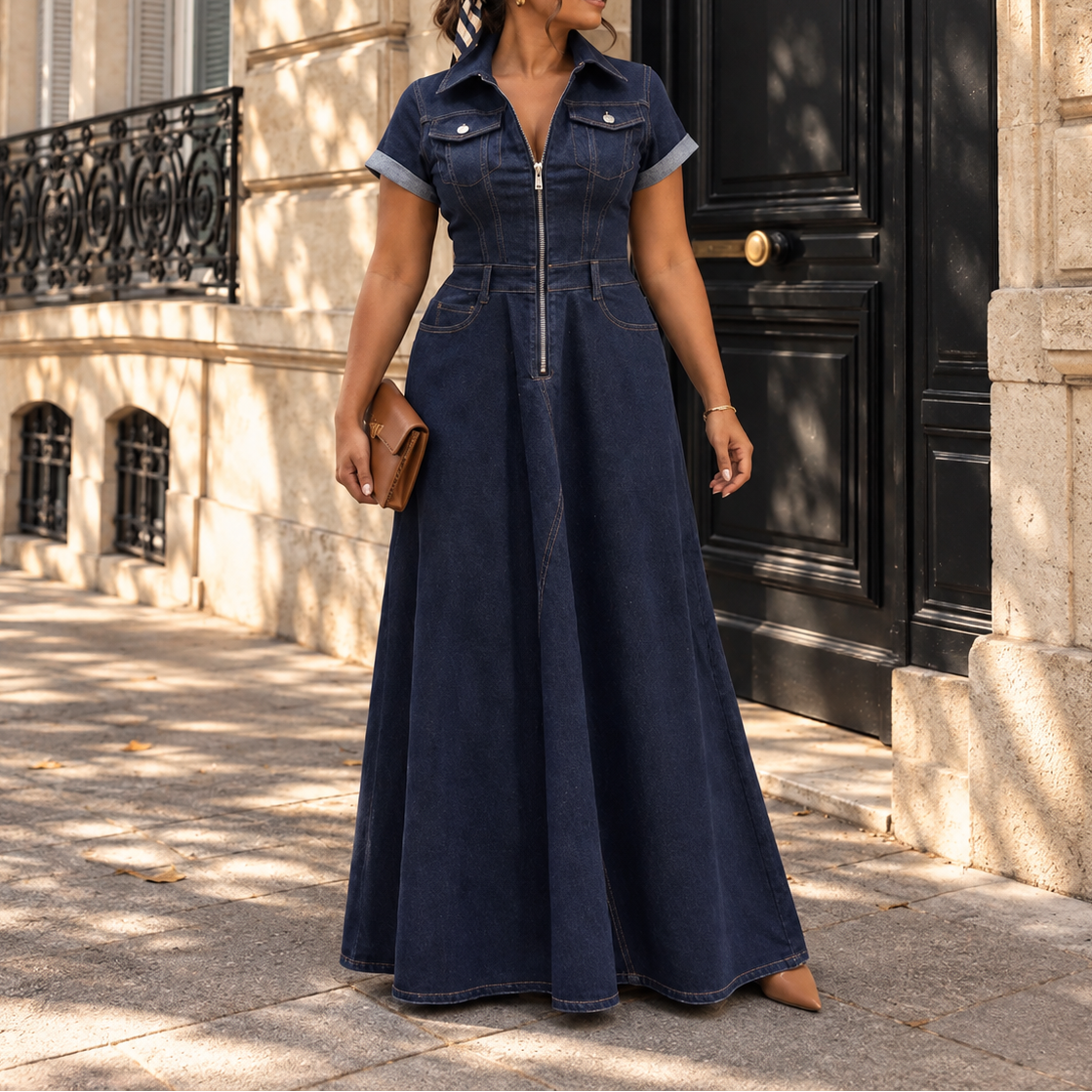 Robe longue jean brut