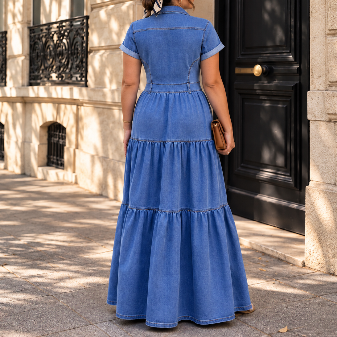 Robe longue jean clair