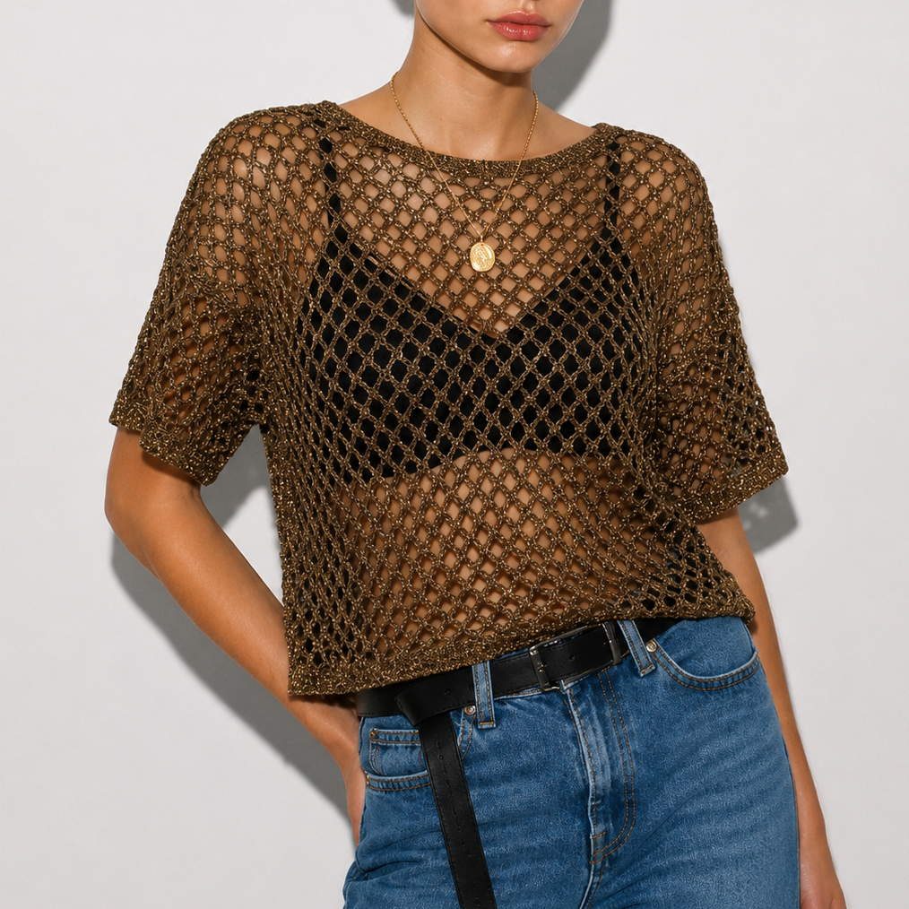 Pull en filet pailleté