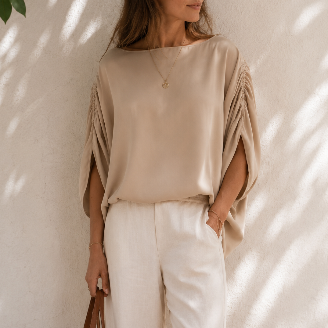 Blouse manches froncées