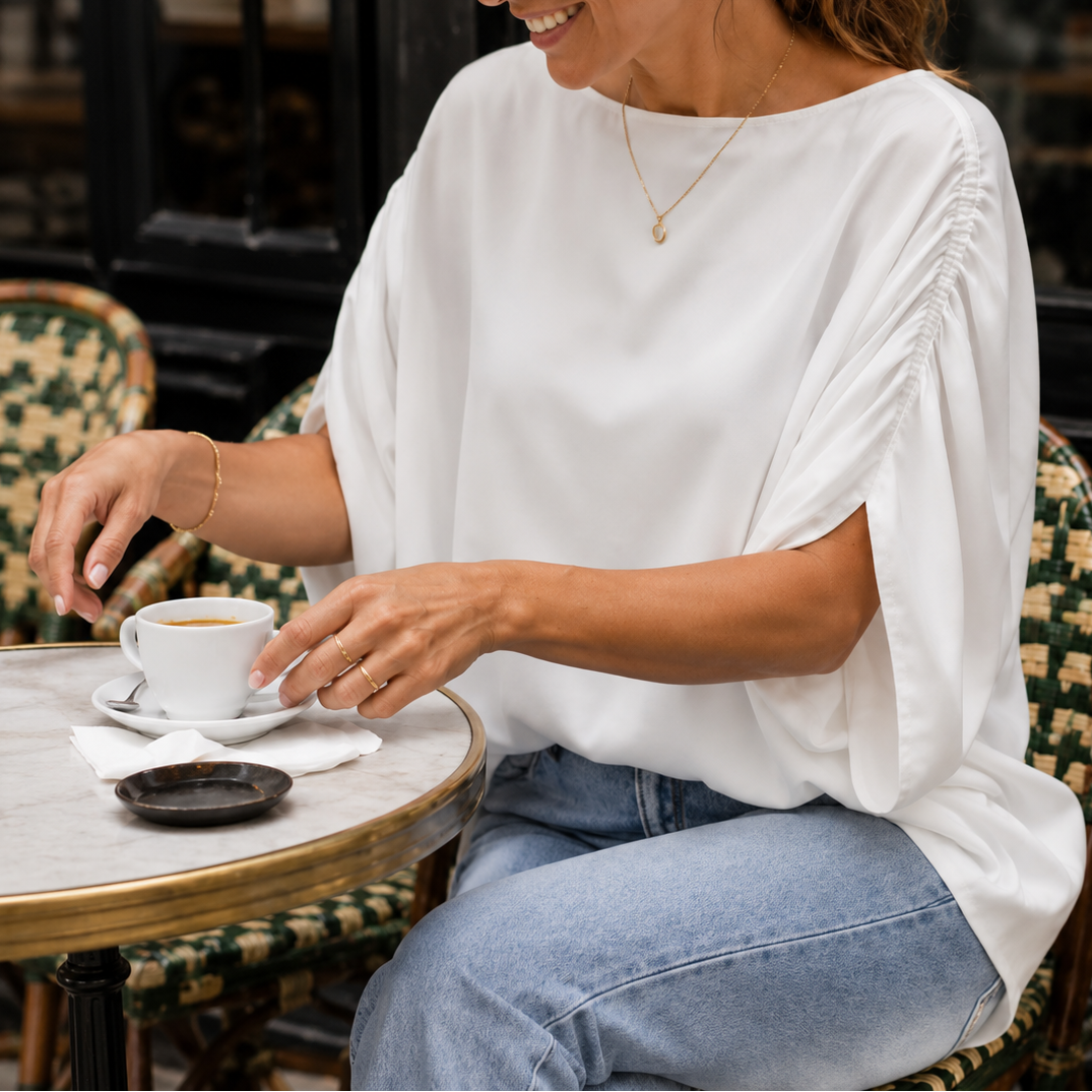 Blouse manches froncées