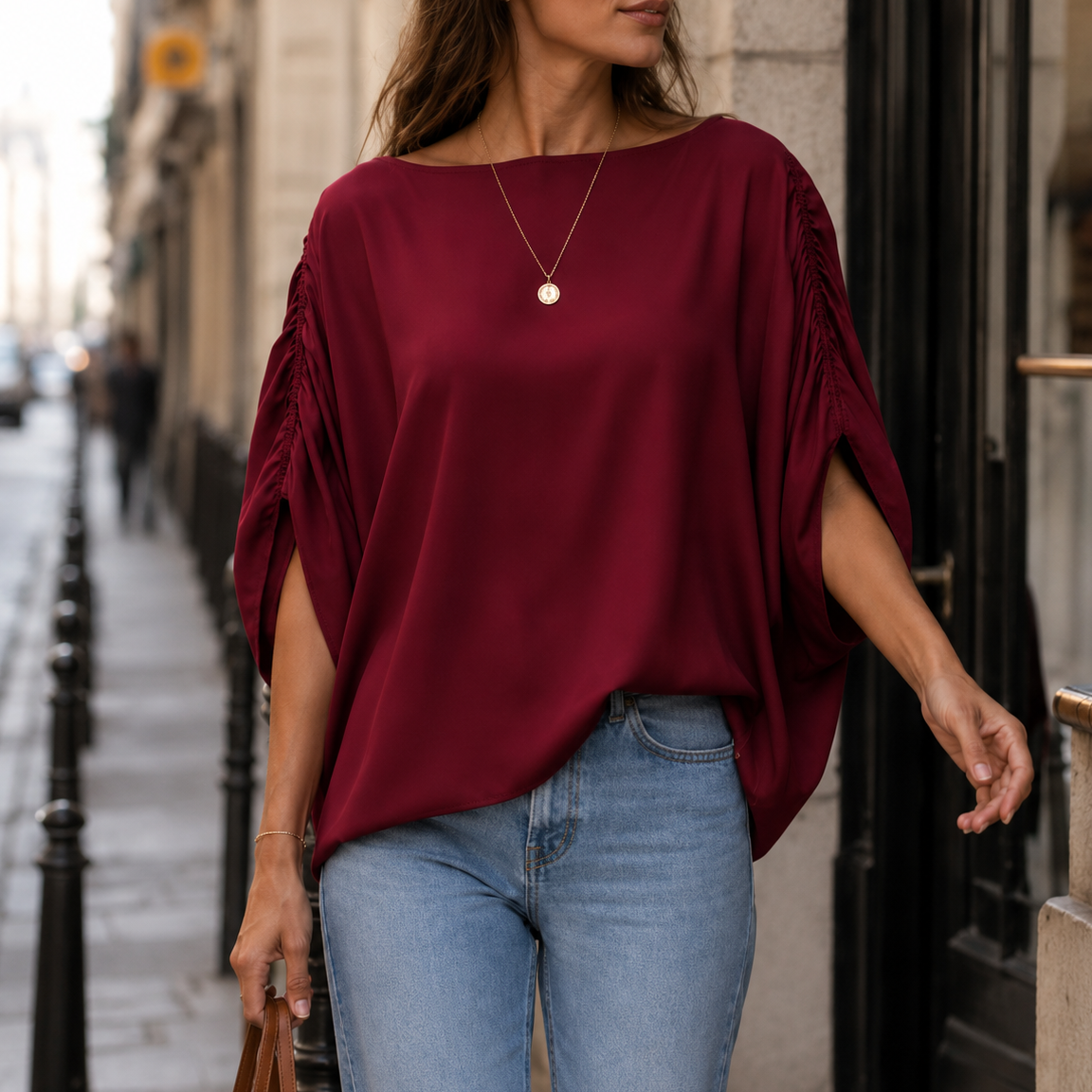 Blouse manches froncées