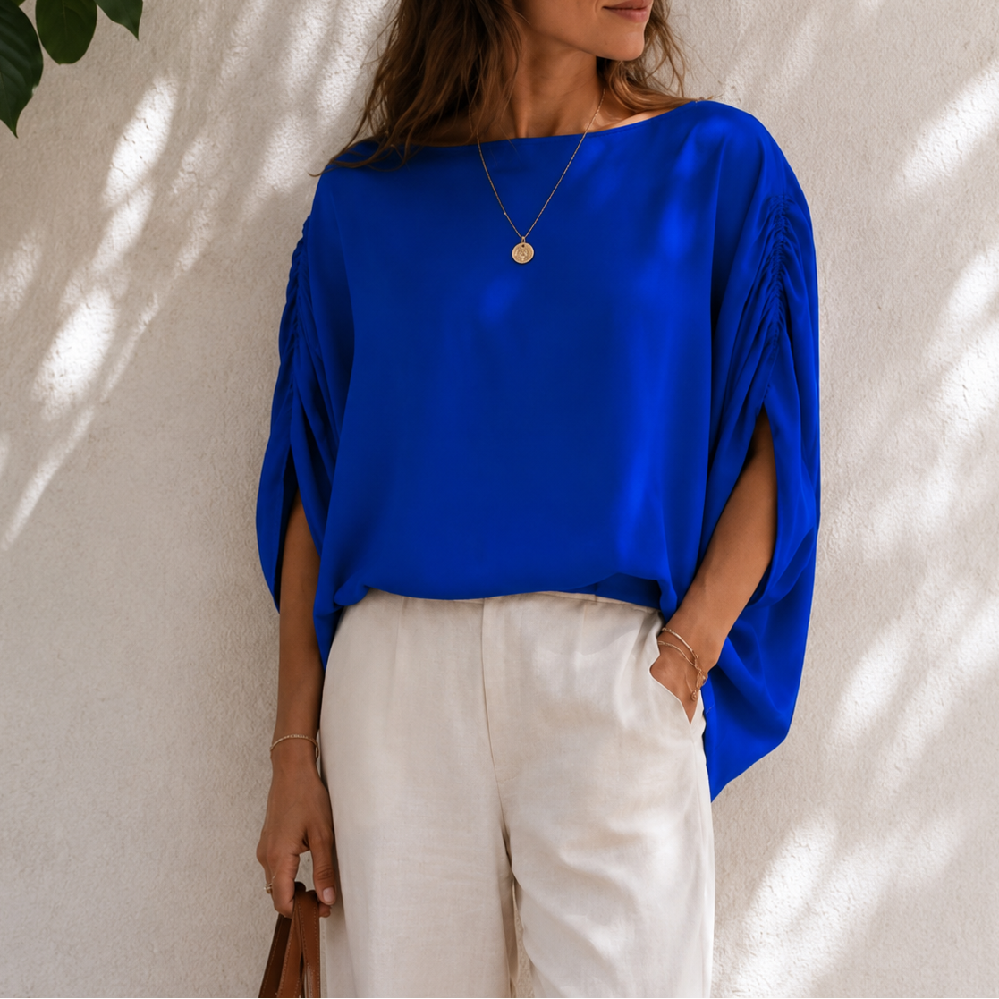 Blouse manches froncées