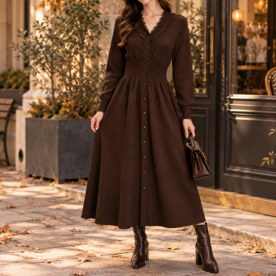 Robe longue à dentelle