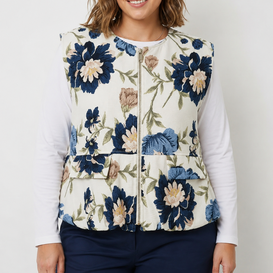 Blazer sans manche imprimé vintage