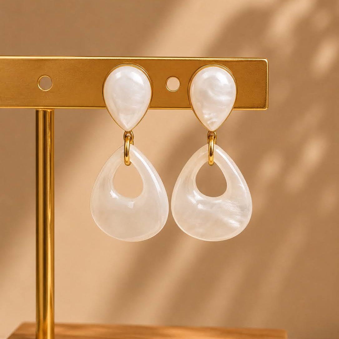 Boucles d'oreilles dorée nacrée