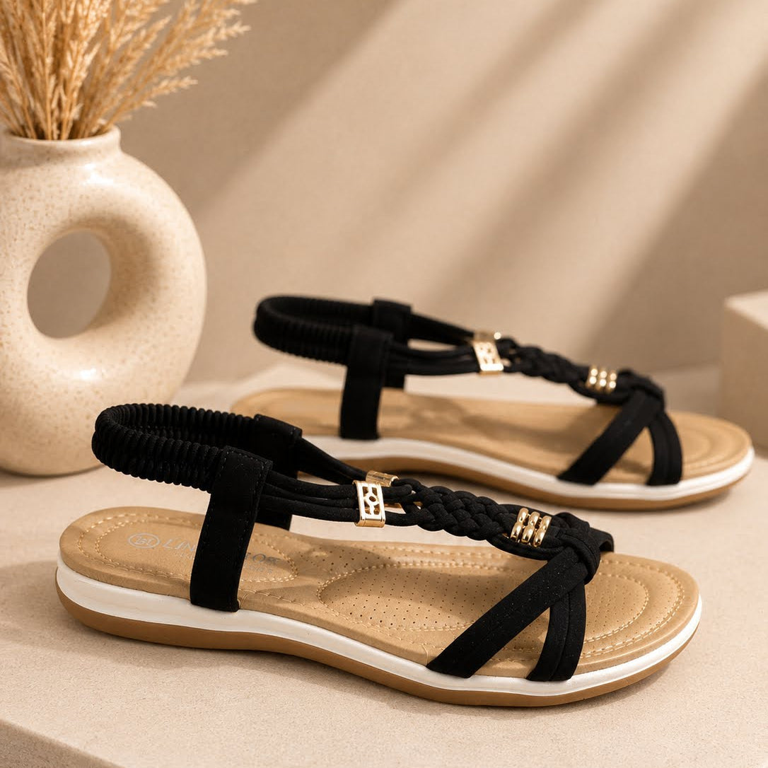 Sandales tressées élastiquées