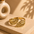 Bracelet doré double feuilles