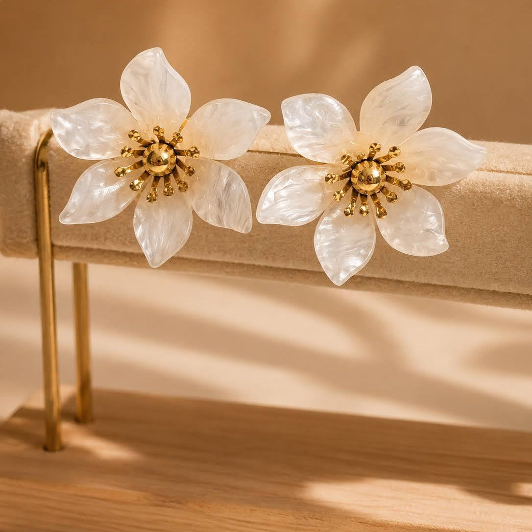 Boucles d'oreilles dorée nacrée