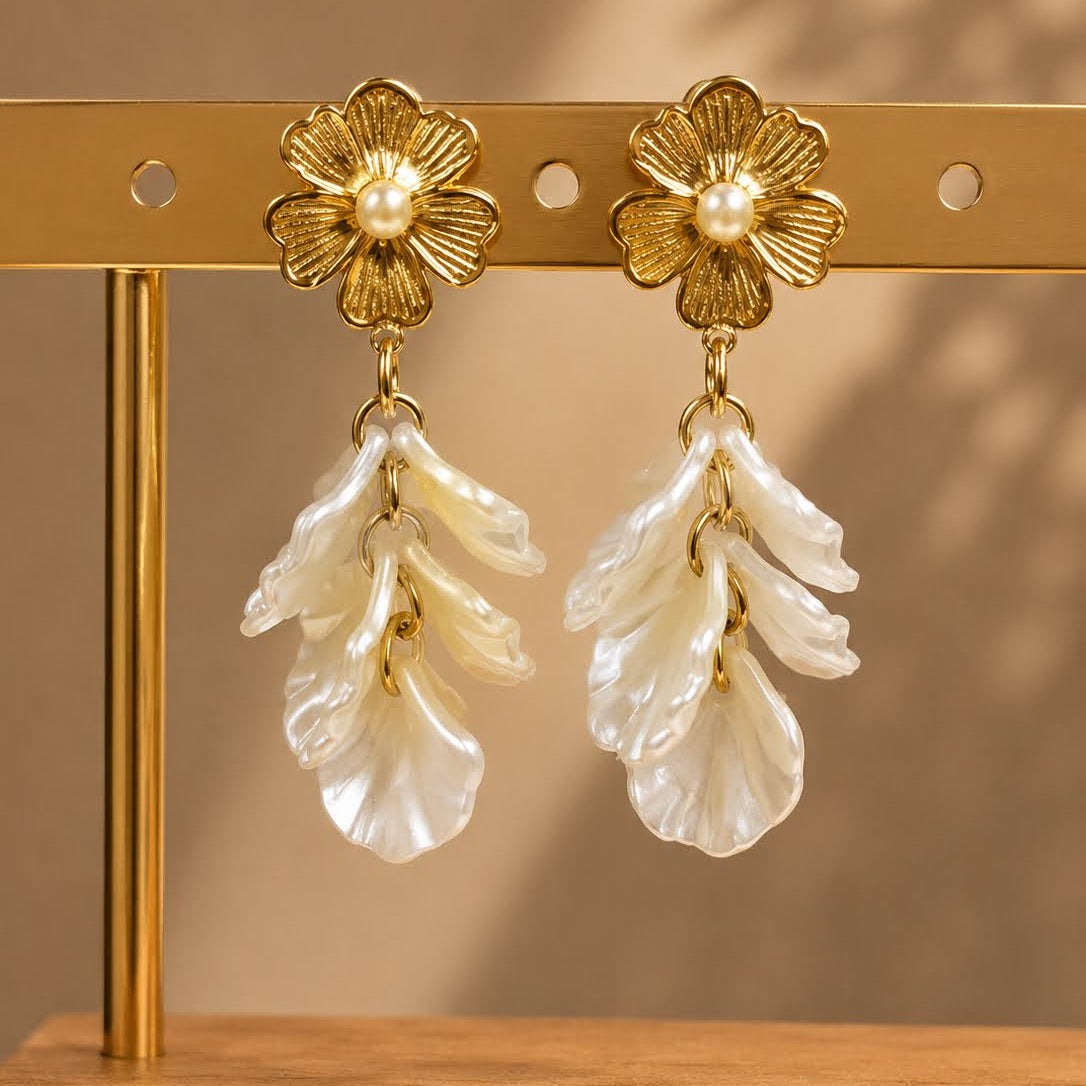 Boucles d'oreilles dorée nacrée