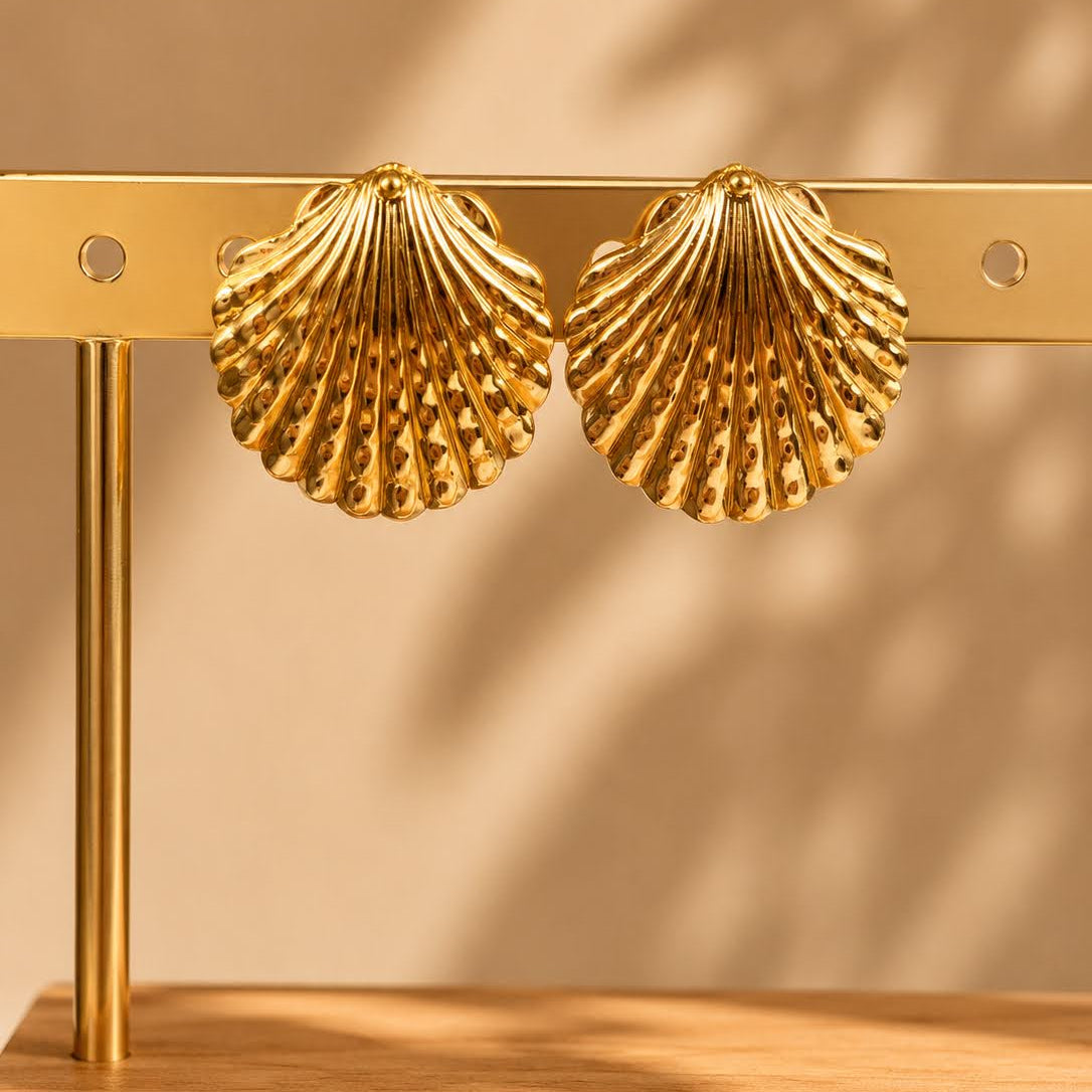 Boucles d'oreilles dorée nacrée