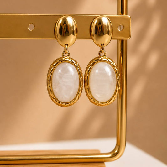 Boucles d'oreilles dorée nacrée